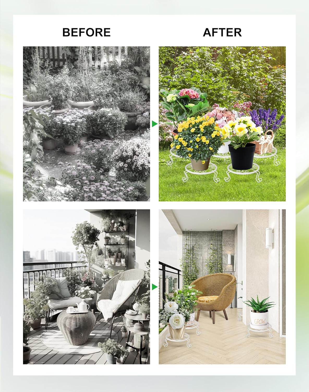 3 Pack Metal Plant Stands for Flower Pot Heavy Duty Iron Potted Stand Holder Indoor Outdoor Rustproof Garden Container Round Supports Rack for Home Garden Decor, White