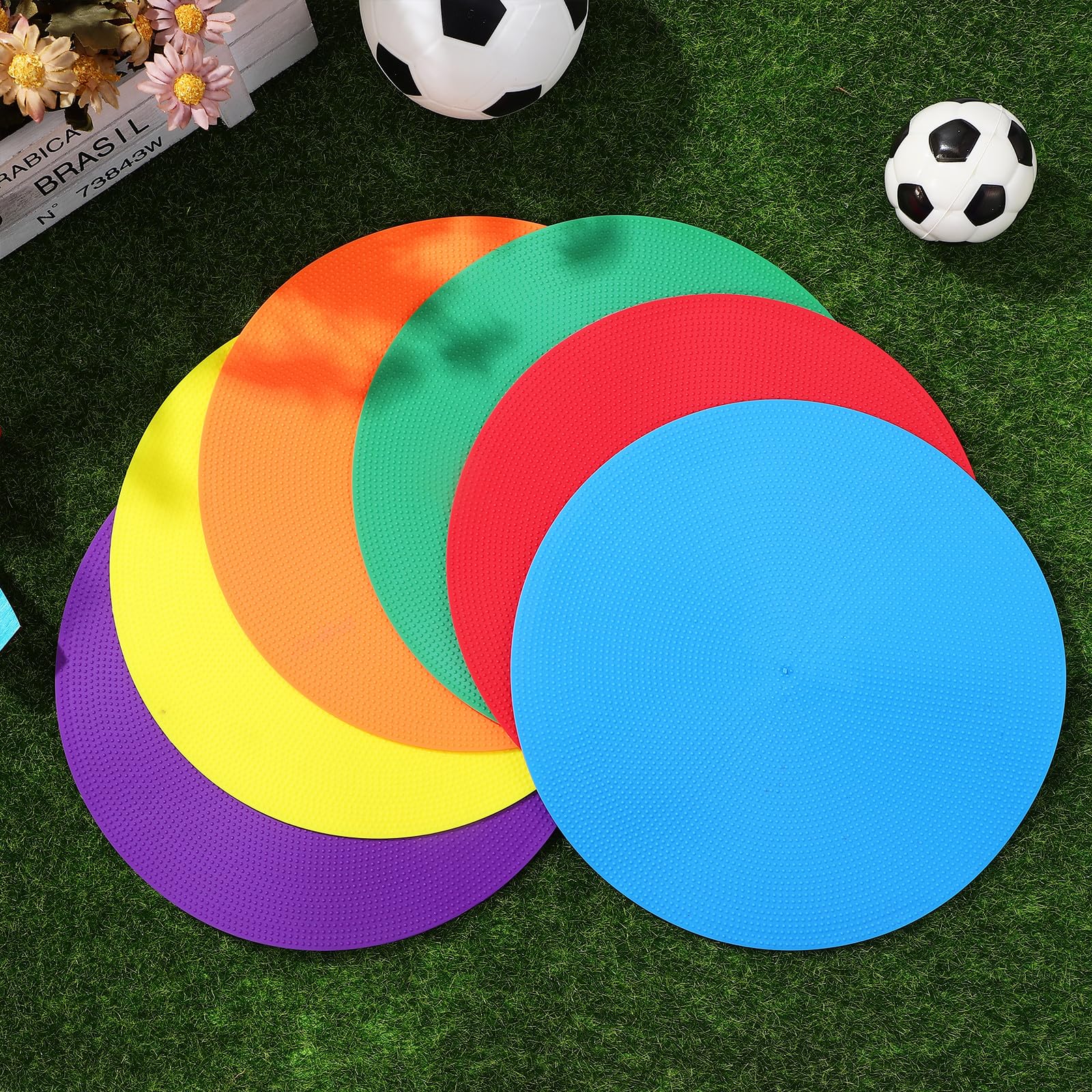 6 Stück rutschfeste Punktmarker aus Robustem Kunststoff 23cm Flache Bodenmarkierungen in Leuchtenden Farben für Agilitätstraining Fußball und Kindersport