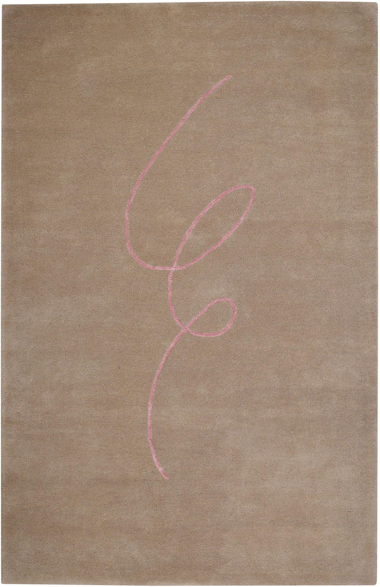 8' x 10' Rectangular Oscar Isberian Rugs Area Rug Beige Color Hand Tufted India "Haven Curly Q Collection"