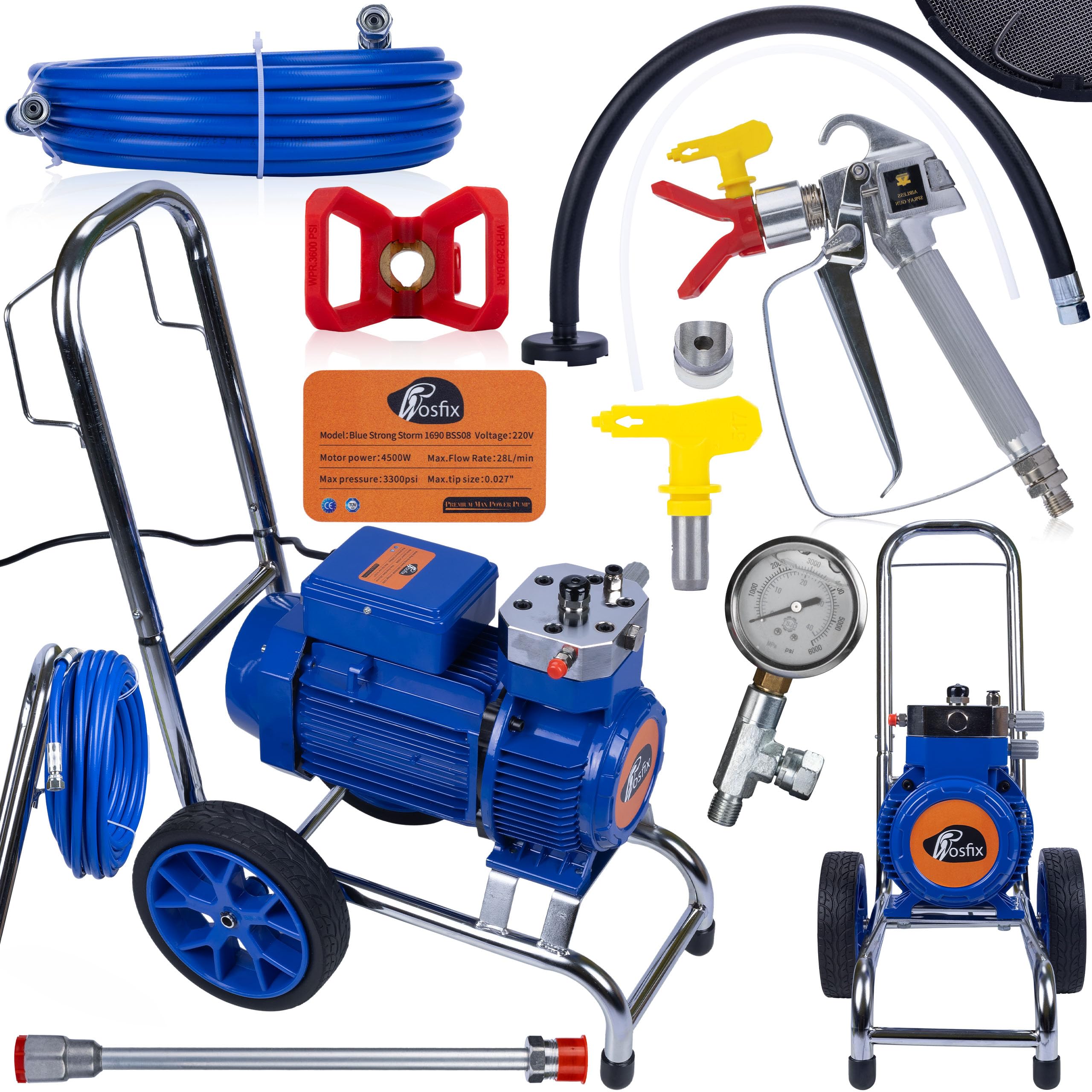 PROFESJONALNY AGREGAT MALARSKI 28L/MIN 4500W LCD PISTOLET LANCA DYSZA HQ