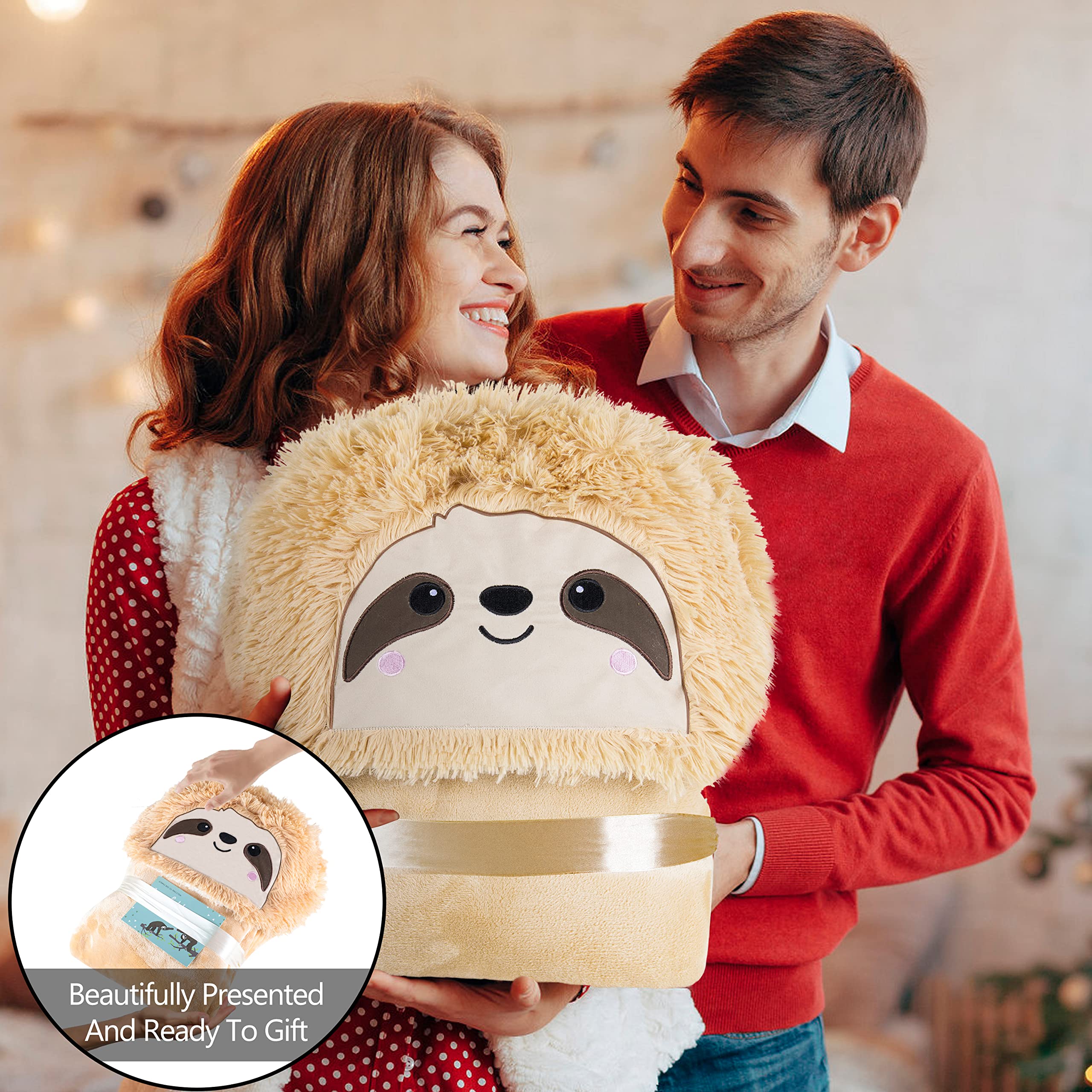 Manta con capucha para adultos, súper suave, cálida, acogedora manta de forro polar de franela y sudadera con capucha Sherpa – Regalos de perezoso para mujeres, adultos, niñas y niños