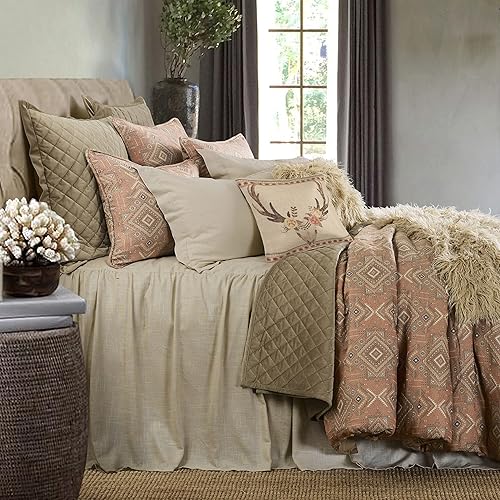 Miniatura 9 de HiEnd Accents Luna - Juego de ropa de cama de lino lavado de 3 piezas con falda con volantes y fundas de almohada, tamaño Super King, romántico,