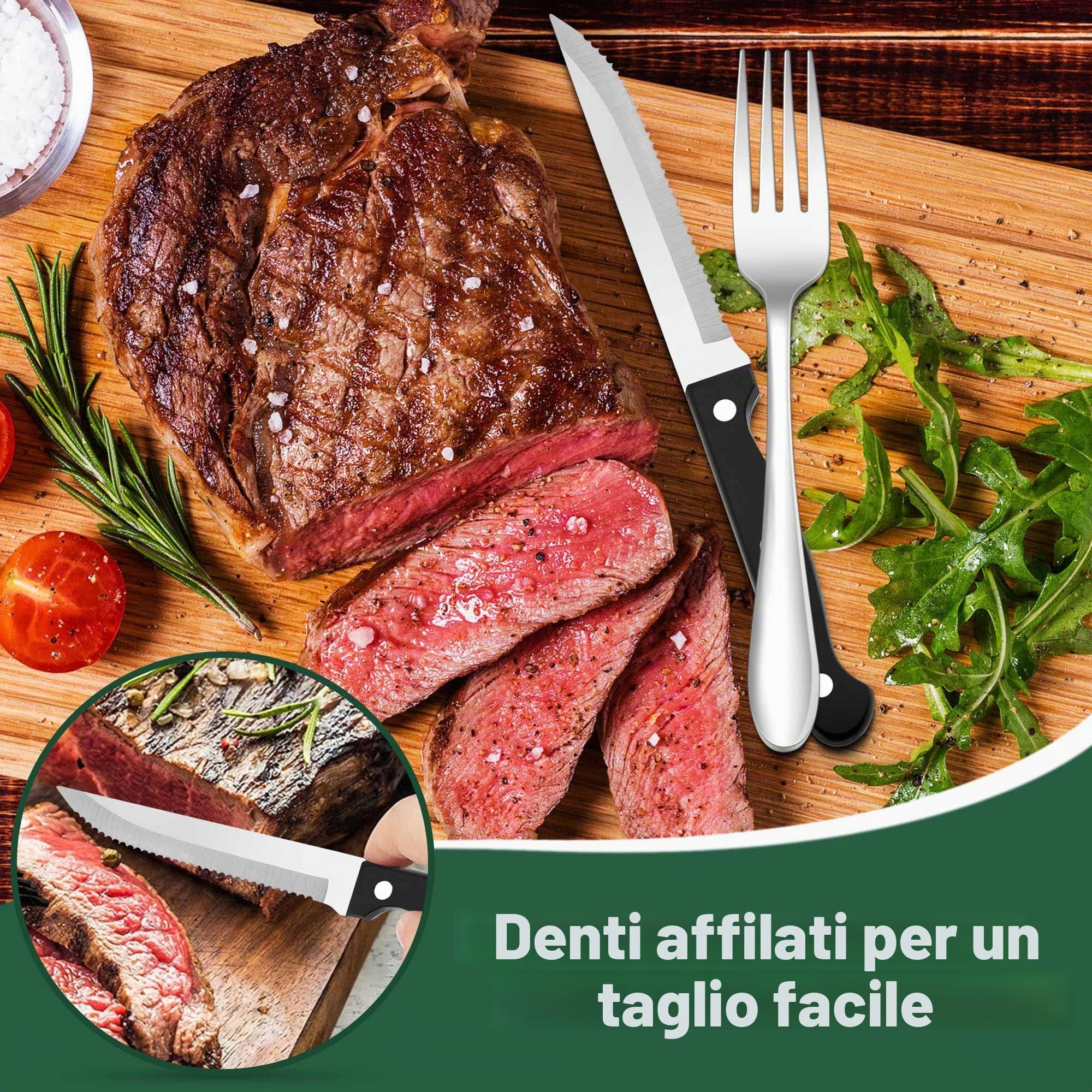 Joyfair - Set di posate in acciaio inox, 72 pezzi, con coltello da bistecca, set di posate per 12 persone con forchetta, cucchiaio, elegante set di posate da tavola per famiglia/ristorante/bistro