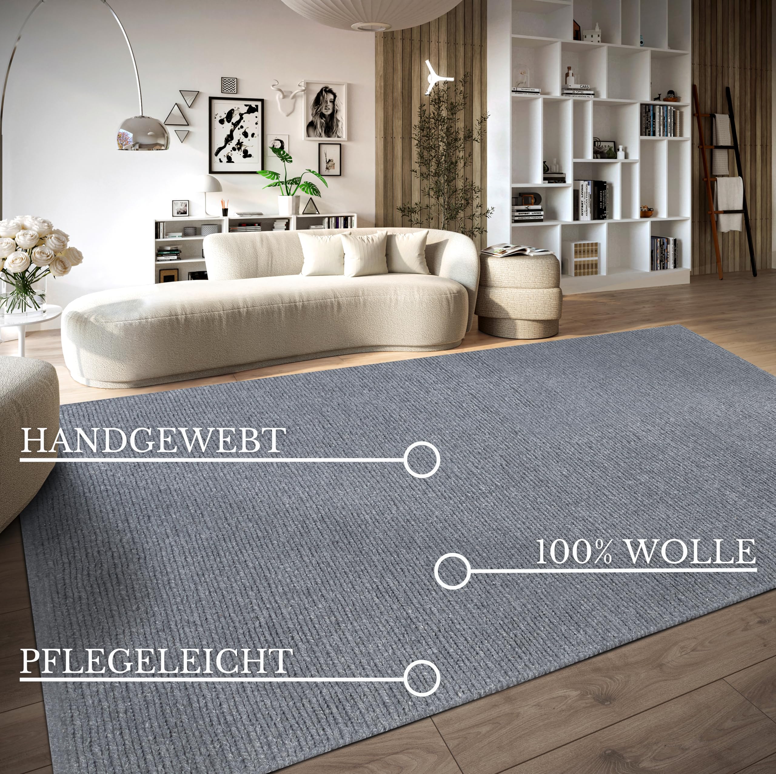 Rond Scandinavisch Boho Tapijt - Grijs/Wit - 160cm - MILA