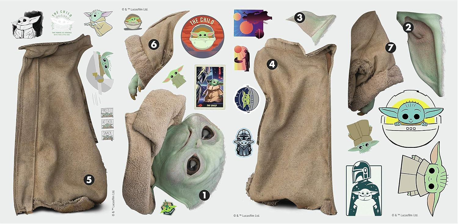 RoomMates RMK4477SCS The Mandalorian The Child Peel and Stick Wall Decals, Green/Tan/White - Image 4