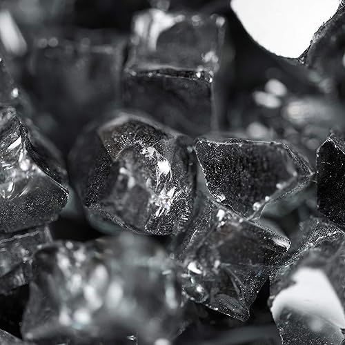 Miniatura 5 de MSI Vidrio negro galaxia, rocas de vidrio templado reflectante de 12 pulgada de alto brillo para propano o gas natural, rocas de vidrio para