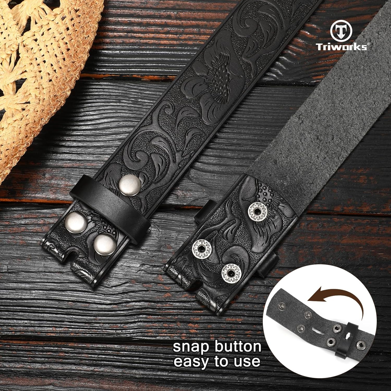 TRIWORKS Western Belt without buckle for men – Cowboy Cowgirl Leather Belts for Jeans - Image 3