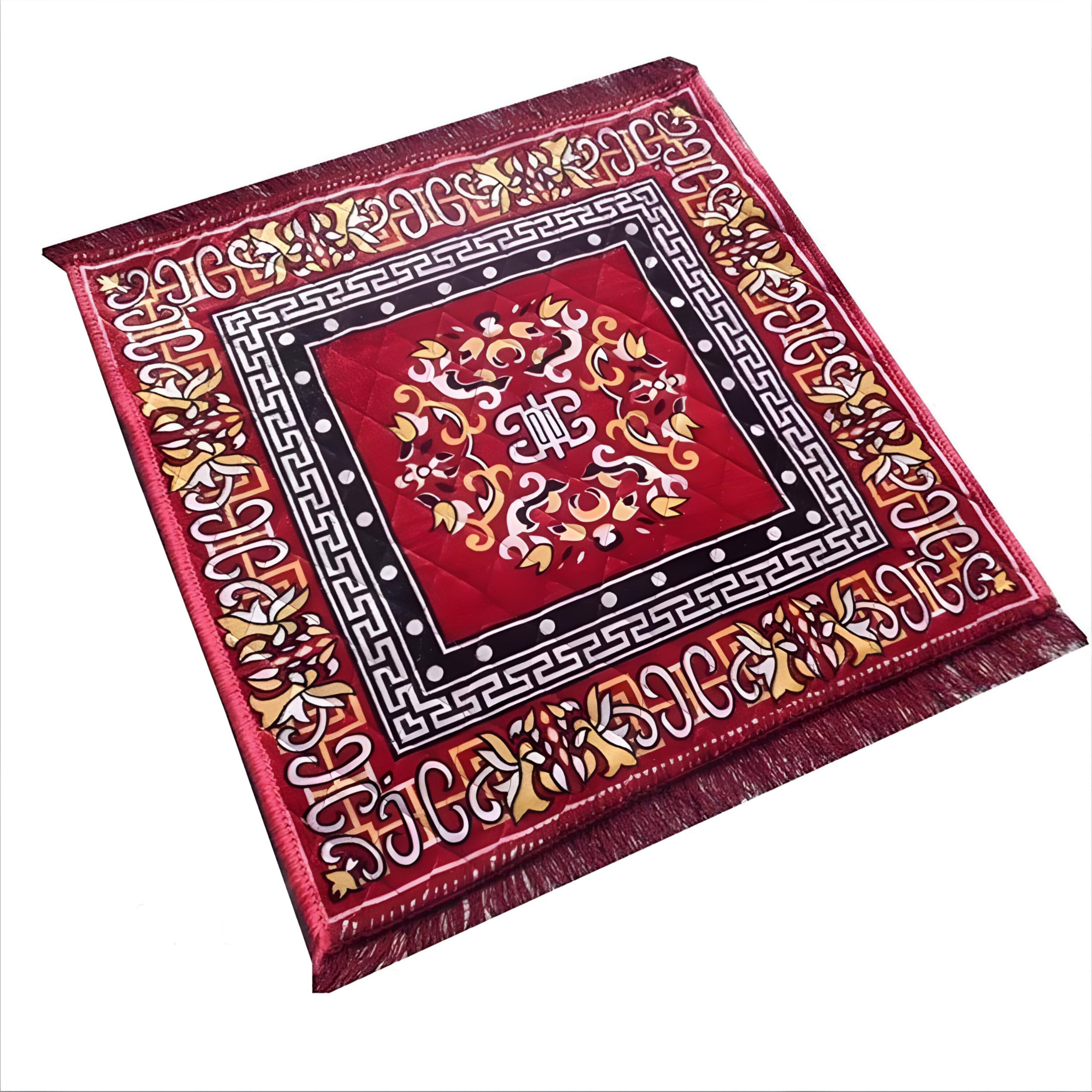Meditation and Puja Asana Mat for Havan and Poojan Prayer Mat/Aasan/Meditation Mat/Multipurpose Red Velvet Rug Mats (24"x24") Inch Aasan Mat (Pack of 1)-image-45