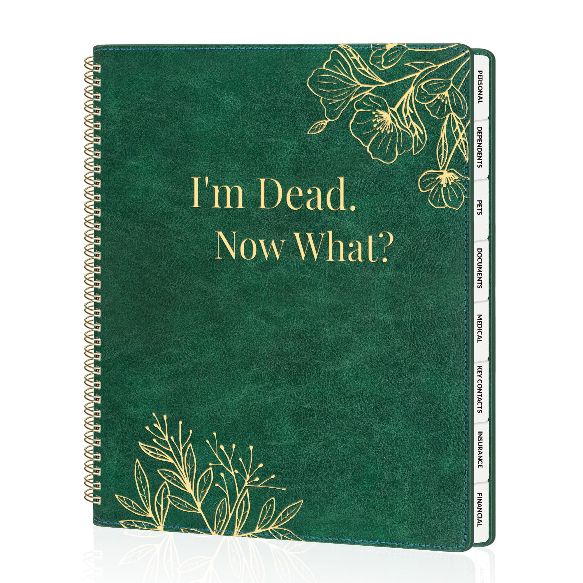 SUNEE End of Life Planner,I‘m Dead Now What Planner, Large Print Spiral-Bound Estate Organizer with Tabs for Seniors & Family. Covers Final Wishes,