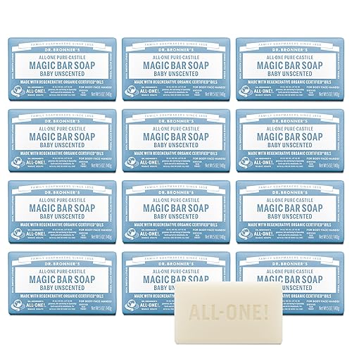Dr. Bronner's Pure-Castile Magic Bar Soap (Baby Unscented, 5 Ounce,