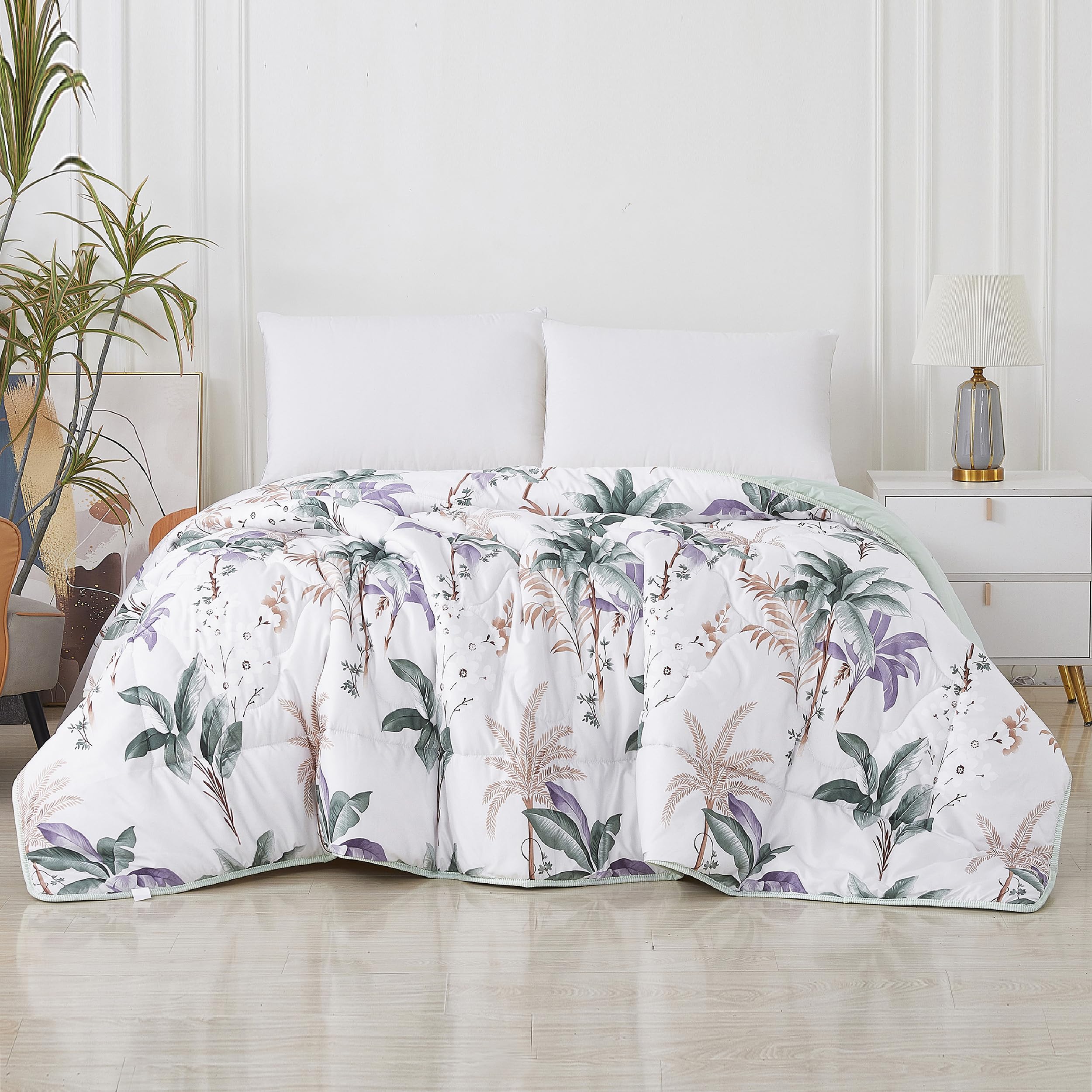 TIENDA EURASIA – Edredón Nórdico Reversible | Estampado Bicolor | 100% Relleno de Fibra Siliconada | Tacto Suave y Confortable de Microfibra 300g/m2 (Verde, Cama 135/150 220x240 cm)