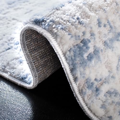 Miniatura 8 de SAFAVIEH Amelia Collection ALA700A - Alfombra de 6 x 9 pies, diseño moderno abstracto en marfil y azul, no desprende pelusa y de fácil cuidado,