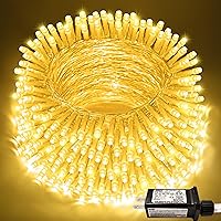 JMEXSUSS 66FT 200 LED Warm White String Lights - Connectable Indoor Outdoor Fairy Twinkle Lights for Bedroom, Christmas, Wedding, Patio Decor