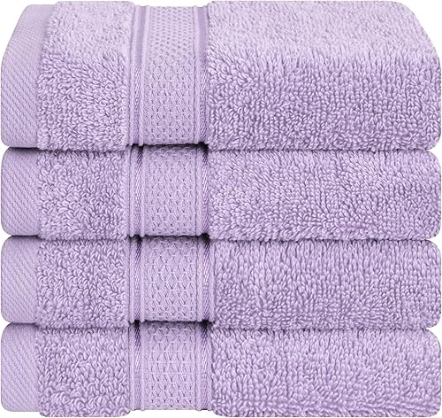 American Soft Linen Salem - Juego de 4 paños para baño, 100% algodón turco suave torcido, 13 x 13 pulgadas, toallas de mano de alta calidad, color