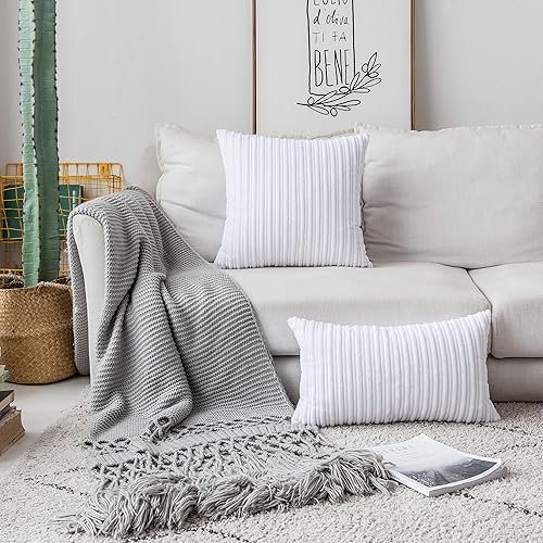 Miniatura 470 de UGASA - Juego de 2 fundas de almohada de terciopelo a rayas, funda decorativa para cojín con cremallera oculta para el hogar, sofá, dormitorio,