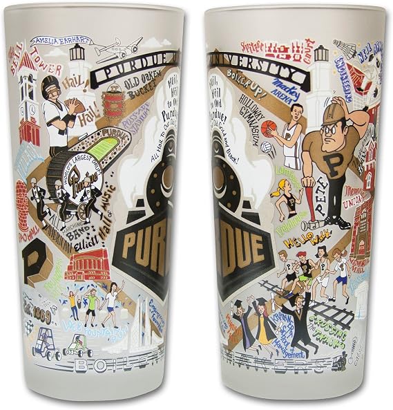 Catstudio Purdue University Frosted Drinking Glass, 15oz, Dishwasher Safe