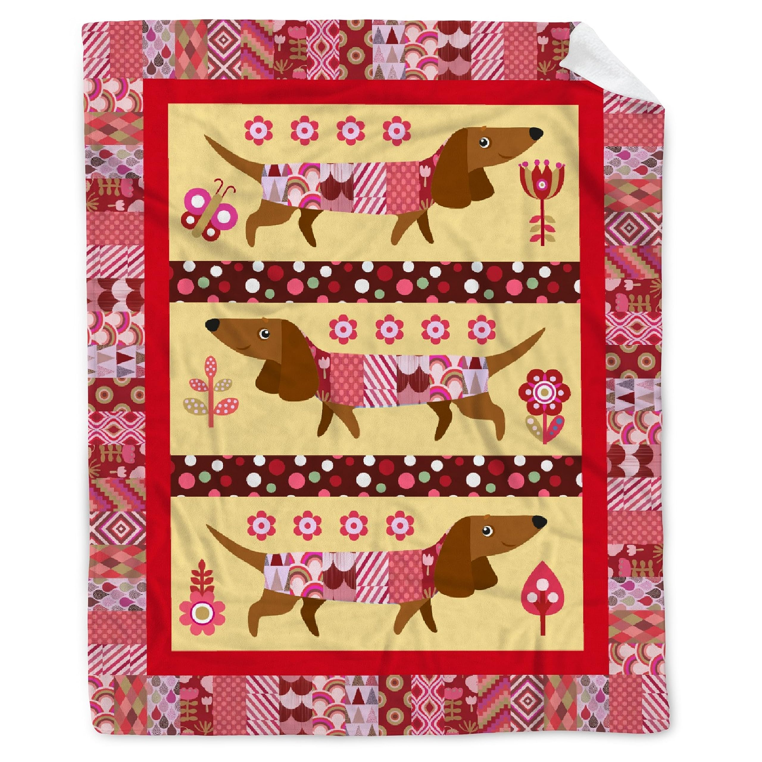 Buyyet Cute Dachshund Checkered Fleece Flannel Animals Blanket Wiener Dog Dachshund Gifts Blanket for Women Lightweight Soft Cozy Throw Blanket for Bed Couch Travel Outdoor 40''x 50'' for Kids/Child