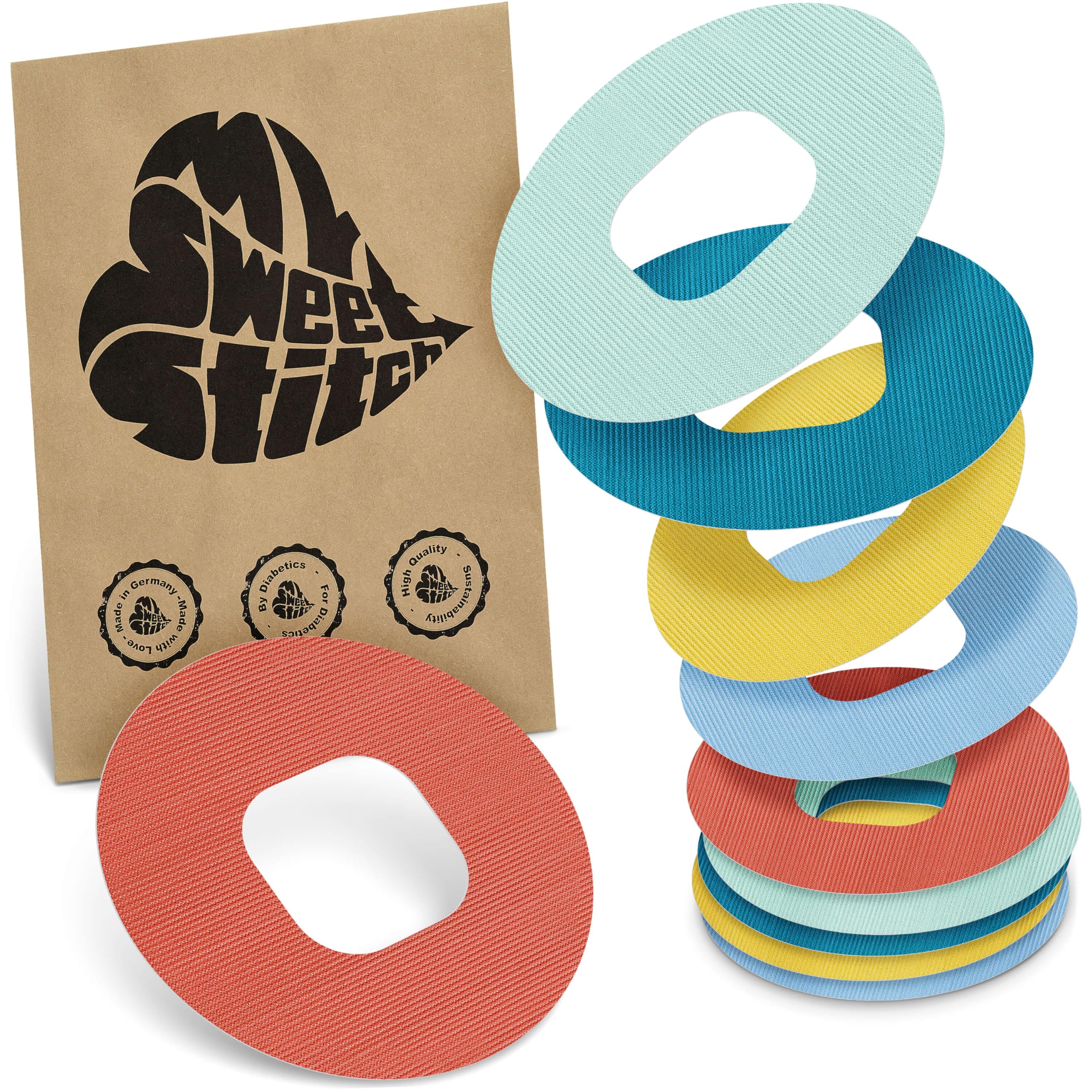 MySweetStitch - 25x Simplera Patch Round, Ringpatch Ø 70mm, watterproof, Breathable, Skin-Friendly, Pastel