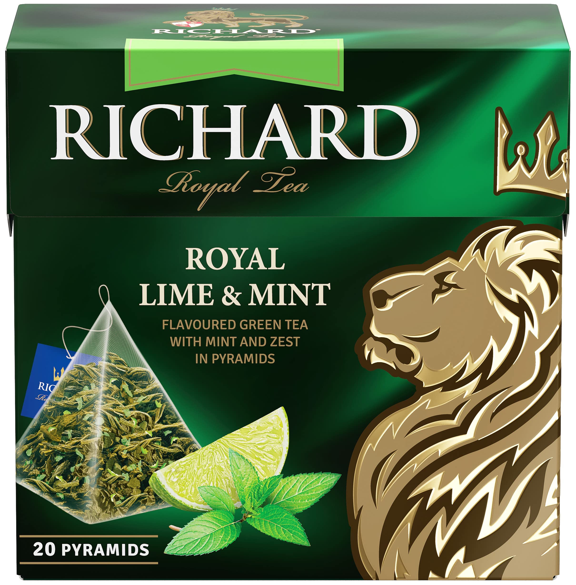 RICHARD Royal Lime & Mint, flavored green tea 20 pyramid tea bags
