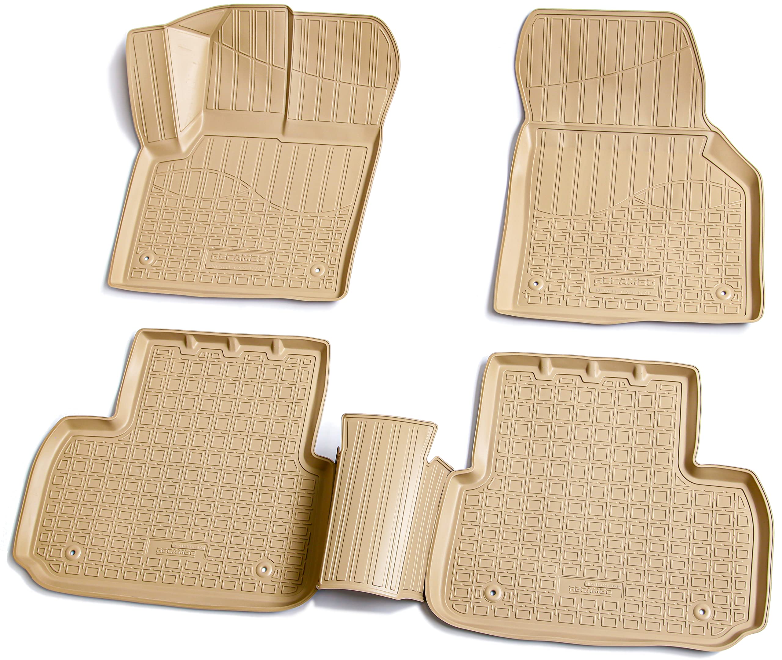 Recambo Tappetini in gomma 3D compatibili con Land Rover Discovery Sport L550 | dal 2014 > | Tappetini in gomma | su misura | con bordo | Beige