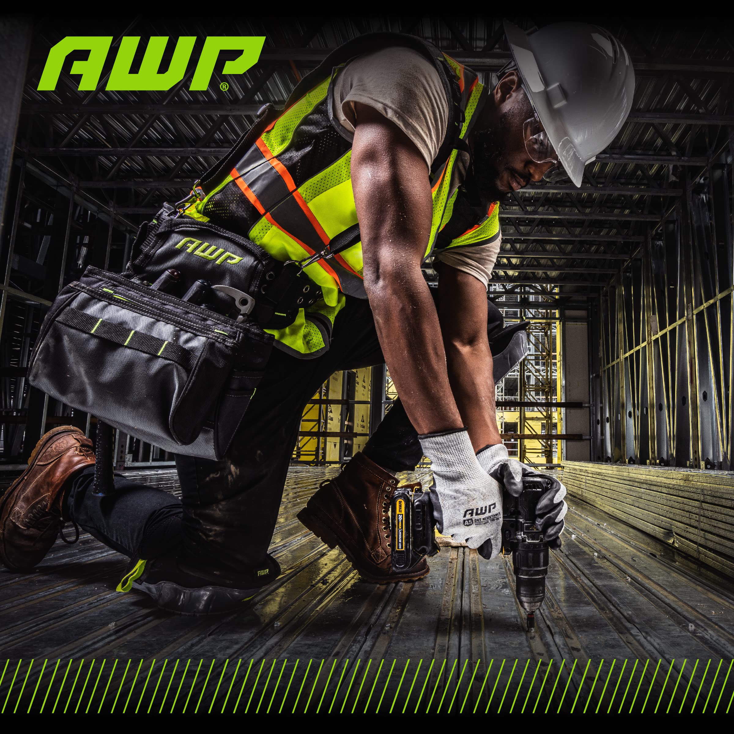AWP Guantes de trabajo resistentes al corte, guantes de trabajo ANSI A5 de nivel de corte, blanco, para hombre, grande, 1 par, 49242-26