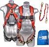Palmer Safety Premium Harness wDetachable Single Leg 6' Internal Shock Absorbing Lanyard w Snap Hook I OSHA Compliant Kit
