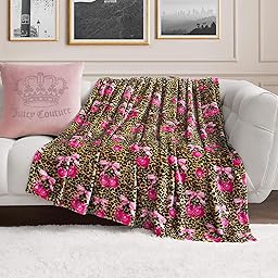 Juicy Couture Oversized Plush Throw Blanket 60" x 70", Wild Cherry Hot Pink