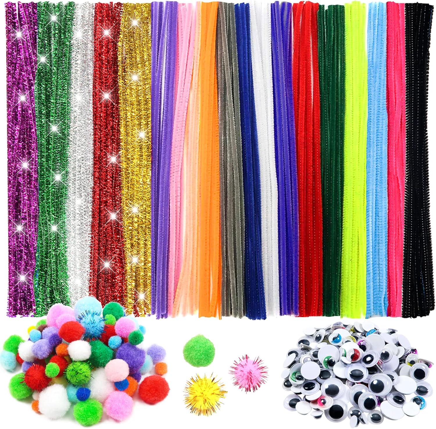 TOAOB 500pcs Pipe Cleaners Crafts Supplies Set Includes