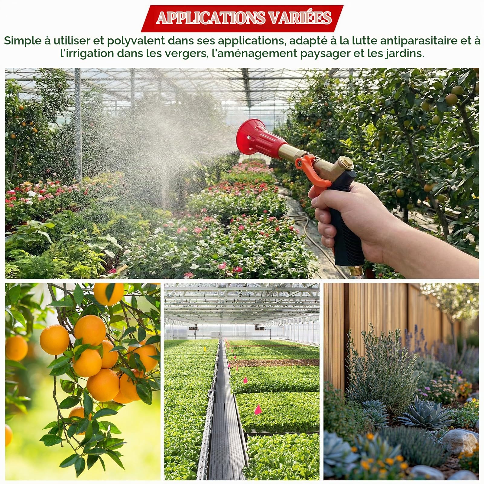 Pulvérisateur de tuyau d'arrosage, Accessoires de jardin, Pulvérisateur de tuyau agricole à haute pression Outil d'arrosage d'arbre à tête de pulvérisation de jardin, pour pelouse d'irrigation