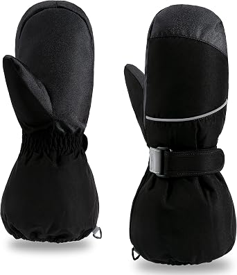 ThxToms Kids Ski Mittens Gloves, Toddler Snow Mittens Waterproof Winter Gloves Long Cuff for Boys Girls Skiing Snowboarding