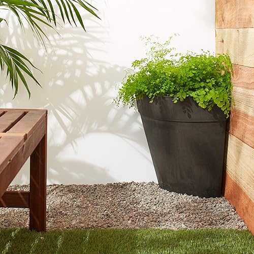 Miniatura 10 de PSW Pot Collection - Maceta triangular de esquina para plantas y jardines de interior y exterior, 13.5 x 17.5 pulgadas, carbón oscuro
