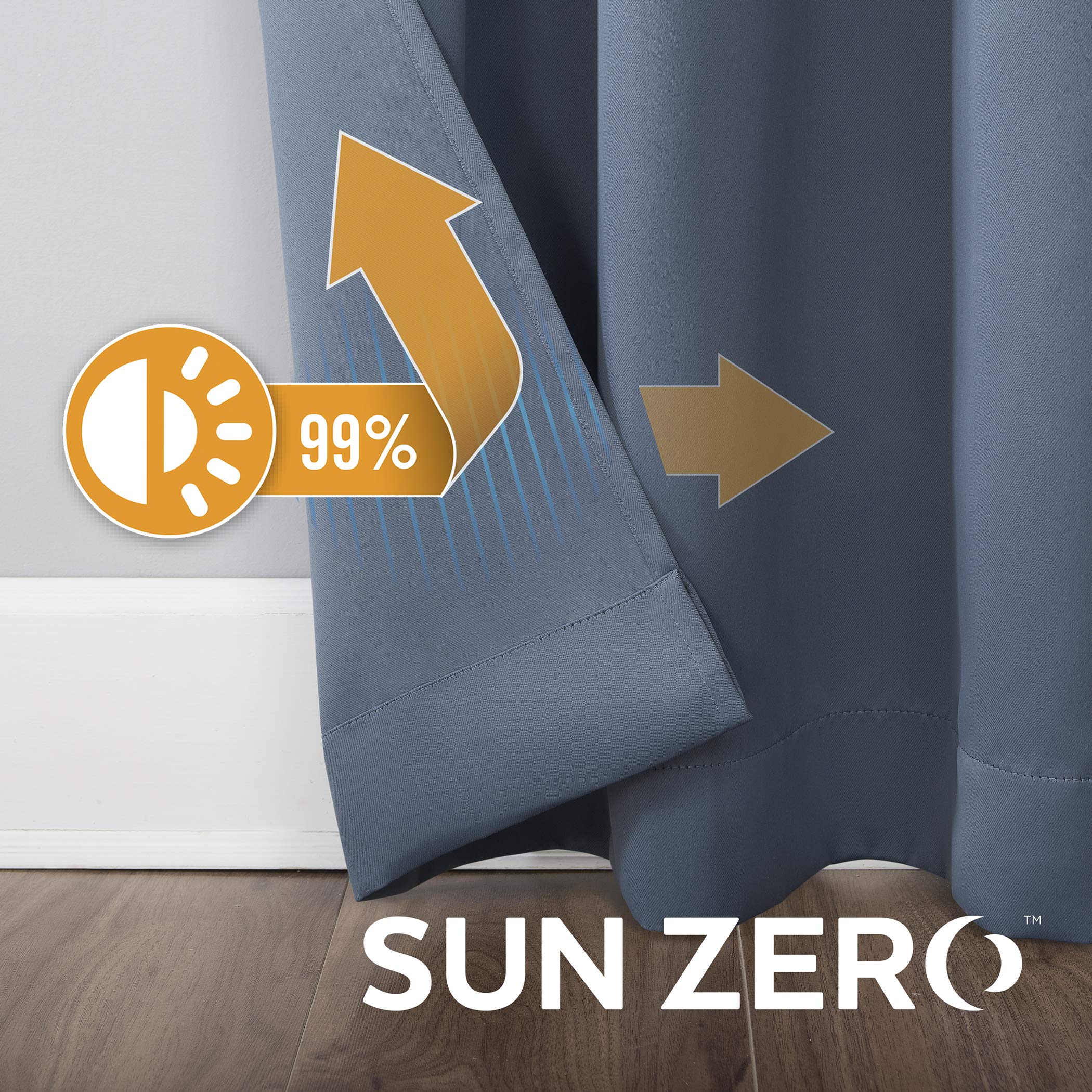 Sun Zero Soho 2-pack Blackout Energy Efficient Grommet Curtain Panel Pair, 54" x 108", Denim Blue, W 54" x L 108" (2 Panels) - Image 4