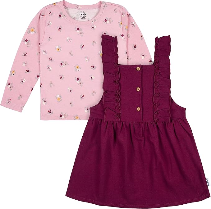 Gerber baby-girls Toddler 2 Piece Overall Dress Set