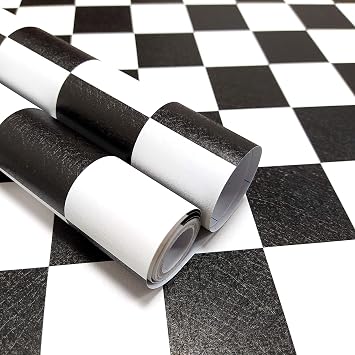 Hopepak Peel and Stick Wallpaper 1 Roll 17.7118" Black and White Wallpaper and 1 Roll 15.378.7" Floral Wallpaper