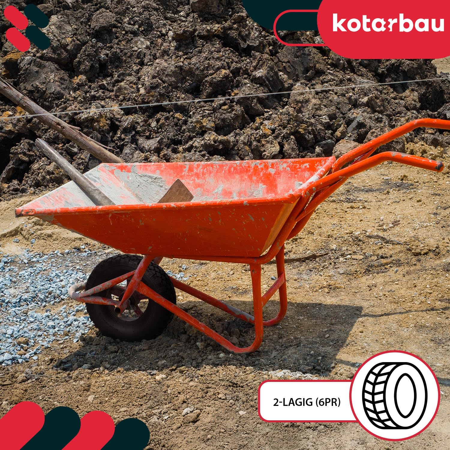 KOTARBAU® Opona do Wózka Magazynowego - Dętka Do Koła Wózka - Bieżnik 3.00-4 - Zestaw
