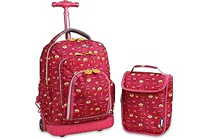 J World New York Kids Fox Rolling Backpack & Lunch Bag 3rd...