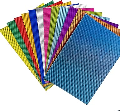 Corrugated Cardboards Paper A4, 10pc/bag Shimmer Cardstock Multicolor Paper Fluted Paperboard Ridged Grooved Metallic Cardstock Paper for Scrapbook DIY Crafts Decor 8.2x11.7 inches 1