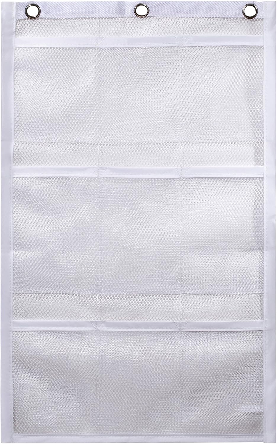 Shower Curtain Bathroom Organizer -9 Pockets- Perfect for Organizing Your Home Bath. Organize Your Toiletries and kid’s Toys in Nine Durable Deep Mesh Pockets. Hang on Existing Shower Curtain Rings.