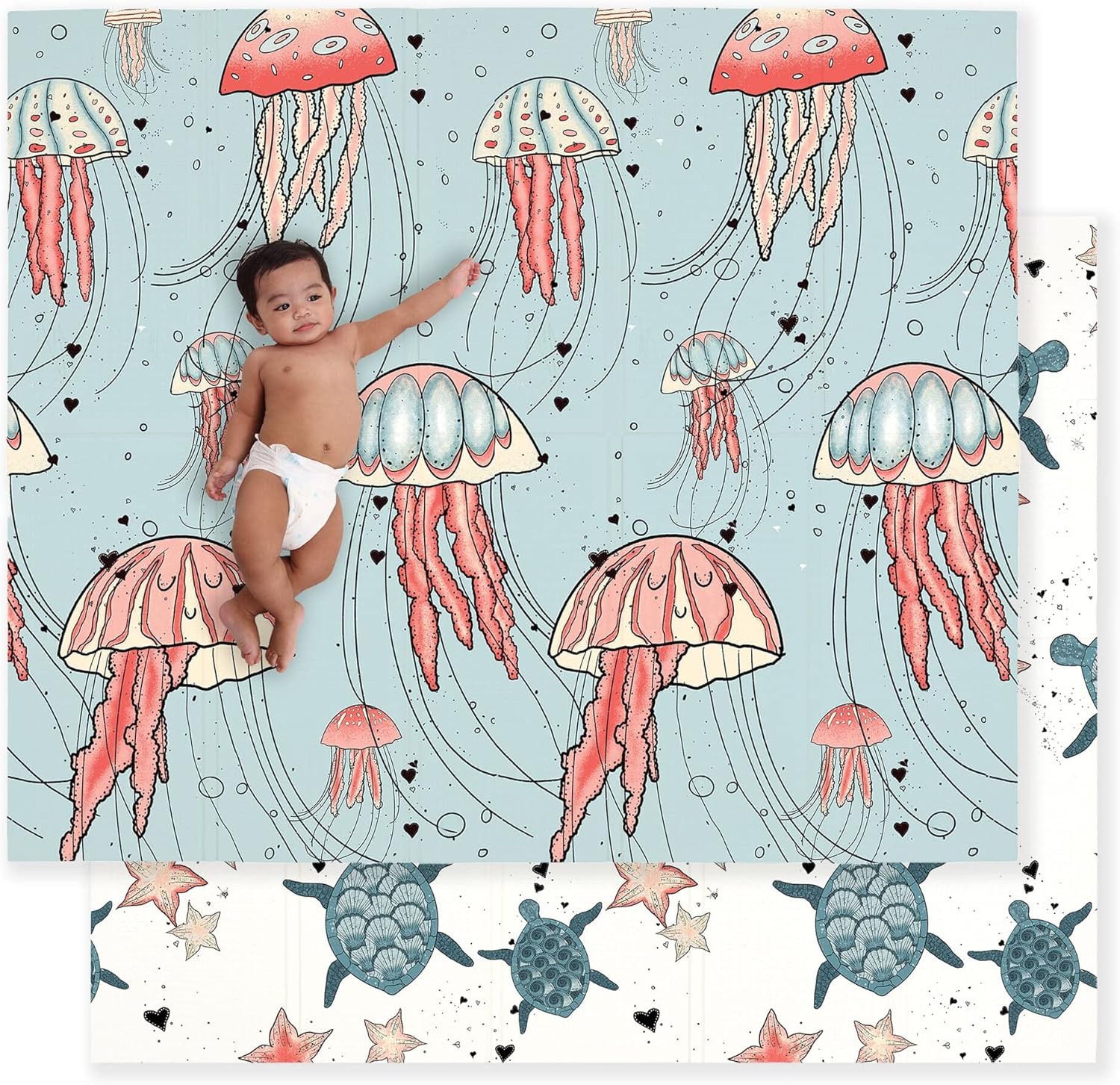 JumpOff Jo Foldable Foam Play Mat – Large Waterproof Baby & Toddler Activity Floor Mat, Double-Sided 70 x 59 Inch Play Surface