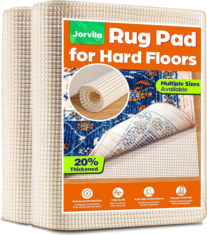 Non-Slip Rug Pad Gripper 8x10 Feet, Anti Skid Mat for Under Area Rugs, Keeps Rugs in Position and Safe, Thick Cushioned Carpet Pad for Hardwood Floors Protection