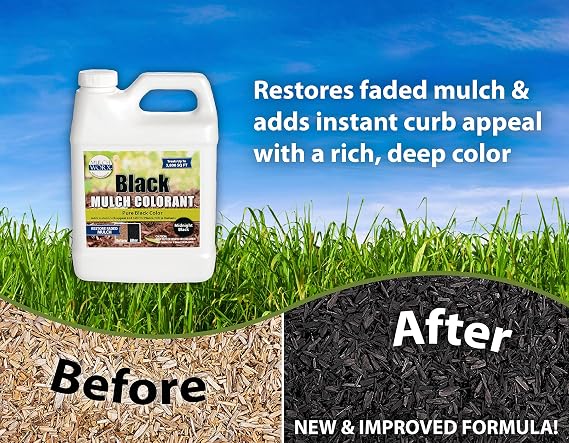 MulchWorx Black Mulch Color Concentrate- Quart - Treats 2,800 Sq. Ft. - Pure Midnight Black Mulch Dye Spray
