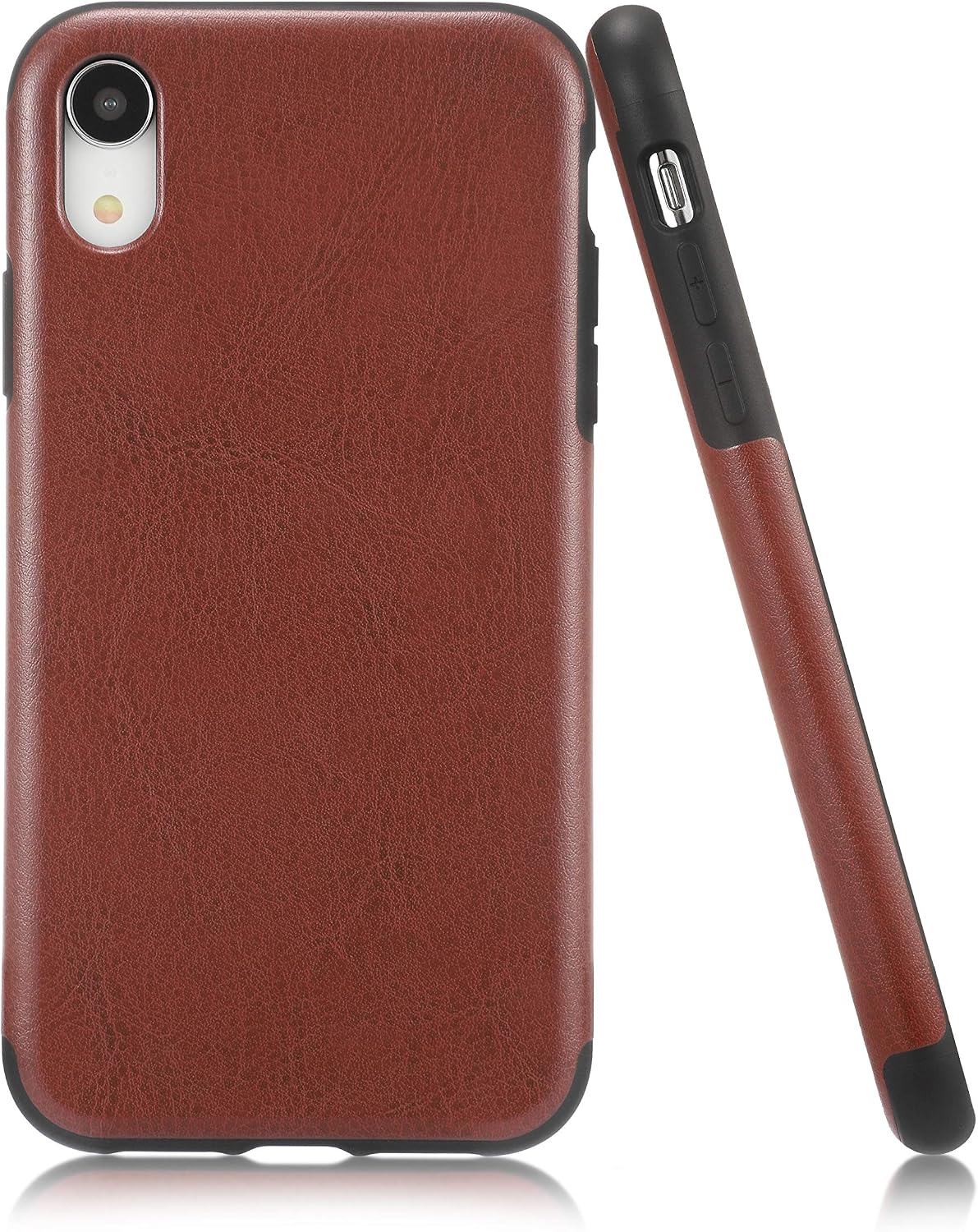 for iPhone XR Brown Leather Case, for iPhone XR Case, Ultra Slim Fit iPhone 10R Artificial PU Synthetic Leather Cover Shock Resistance Protective for Apple iPhone XR Brown