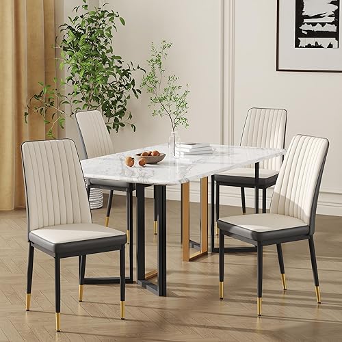 Miniatura 3 de Sillas Modernas para Comedor Sillas Modernas para Comedor  Cuero impermeable, respaldo ergonómico, cojín de espuma viscoelástica, patas de metal de