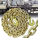 FITHOIST G80 Transport Binder Chain 3/8 Inch x 16 Foot | Tow Chain with Clevis Grab Hooks | 7,100 lbs Safe Working Load | Heavy Duty Chain for Transporting Towing…