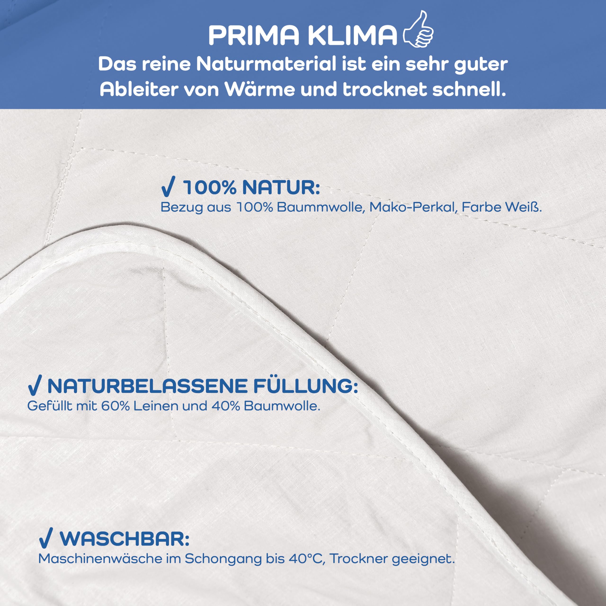 LINEA by Böhmerwald - nature - Coperta estiva in lino/cotone, 60% lino/40% cotone, anallergica, lavaggio delicato fino a 40 °C, prodotta in Germania, 135 x 200 cm