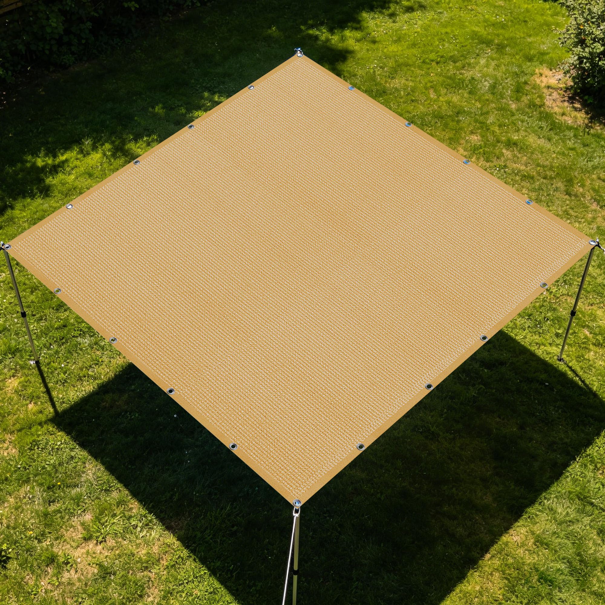 Shade Net 1.5 x 2 m UV Resistant HDPE Sunblock Shade Net Tear Resistance for Backyard, Garden, Greenhouse, Swimming Pool, Outdoor, Sand yellow