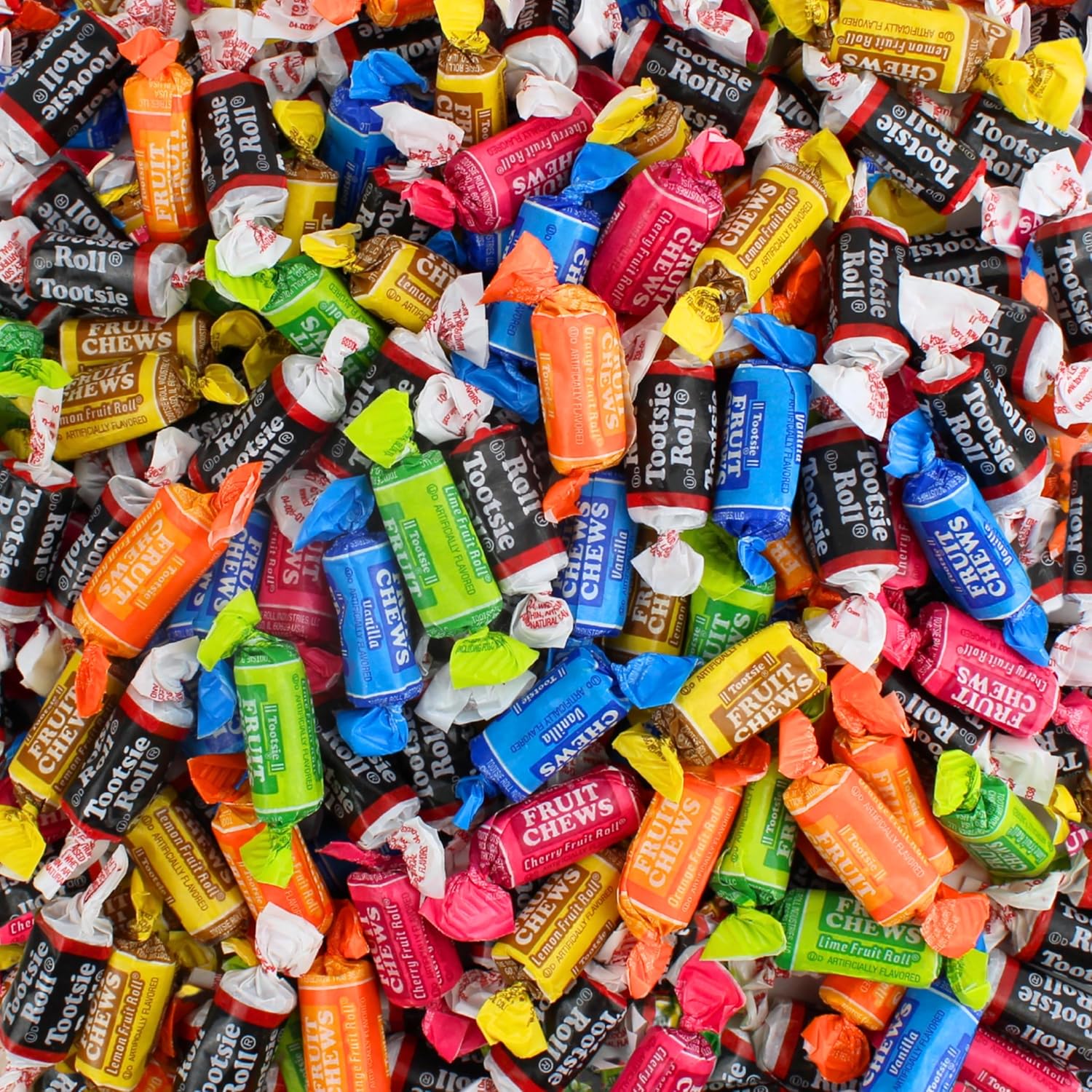 Mini Assorted Flavored Fruit Chews - Fruity and Chocolate Flavored Bulk Bites, Individually Wrapped Candy - by Queen City Candy Cave (5 Pound)