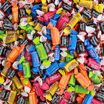 Assorted Mini Fruit Chews, Individually Wrapped Bulk Bites, 3 lb | Chocolate and Fruity Flavors, Candy Variety Pack, Chewy Candy, Party Favors, Halloween Bulk Candy