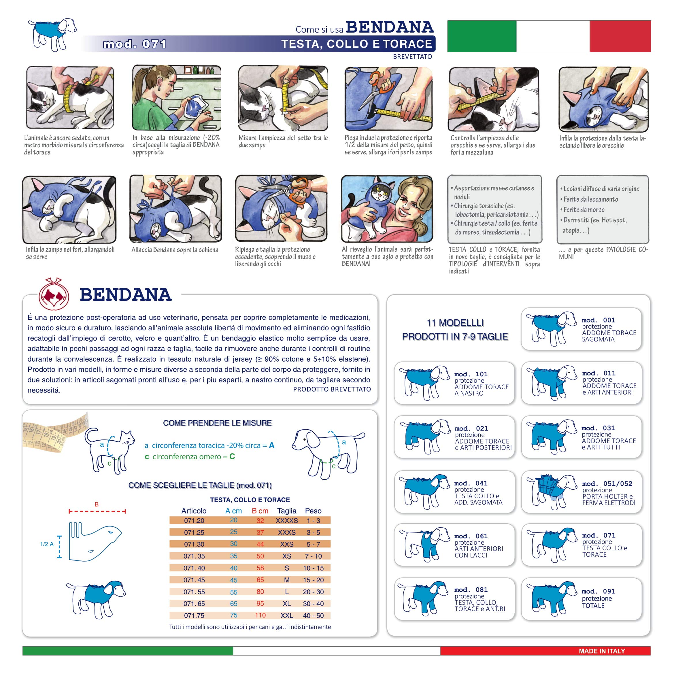 Body Post Operatorio Cane, Body Post Operatorio Gatto, Body Recupero Post Intervento, Body Chirurgico Protezione Ferite e Libertà di Movimento - Testa, Collo E Torace - 071.30 XXS