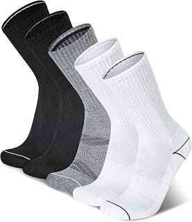 Champion Men's Cushioned Crew Socks 5-Pack - Moisture-Wicking Athletic Crew Socks with Arch Support (Sizes 6-12)